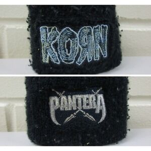 Vintage Y2K Wristband Arm Sweatband Lot of 2 Korn Pantera Metal Rock Band Mosh